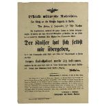 Bekanntmachung Sedan 2. September 1870 - Offizielle militärische Nachrichten, betreffend die