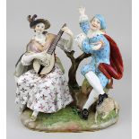 Meissen Figurengruppe mit lautespielender Schäferin und Sänger, 1800-1860, Porzellan, weißer