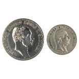 2 Münzen Deutsches Reich, 900er Silber, Königreich Sachsen 1904 u. 1914, Münze zu 2 Mark, Avers Kopf