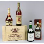 Drei Flaschen Weinbrand u. Likör, 2. H. 20. Jh.: Grand Both, XO Extra Old, 0,7 L., gute Füllhöhe, im