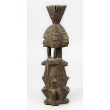 Altar-Objekt der Dogon, Mali, Holz geschnitzt, Figur aus 4 Rücken an Rücken stehenden, zu einer