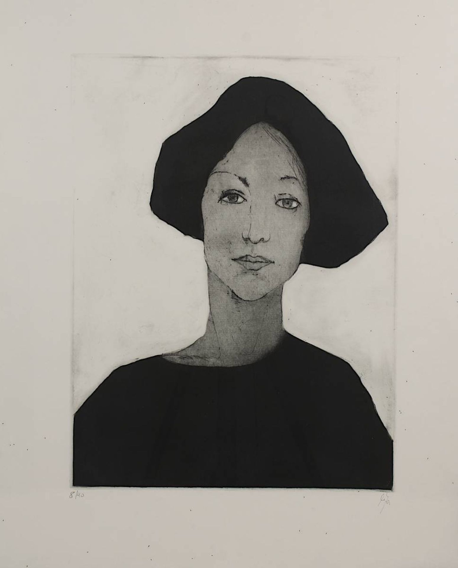 Künstler 2. H. 20. Jh., Porträt-Schulterstück einer jungen Frau, Aquatintaradierung, am unt. Blattra - Bild 2 aus 2
