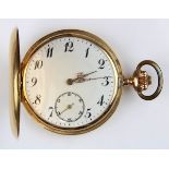 Schweizer Savonette-Taschenuhr, um 1910, Zweideckel-Roségold-Taschenuhr, Gehäuse gestempelt 585,