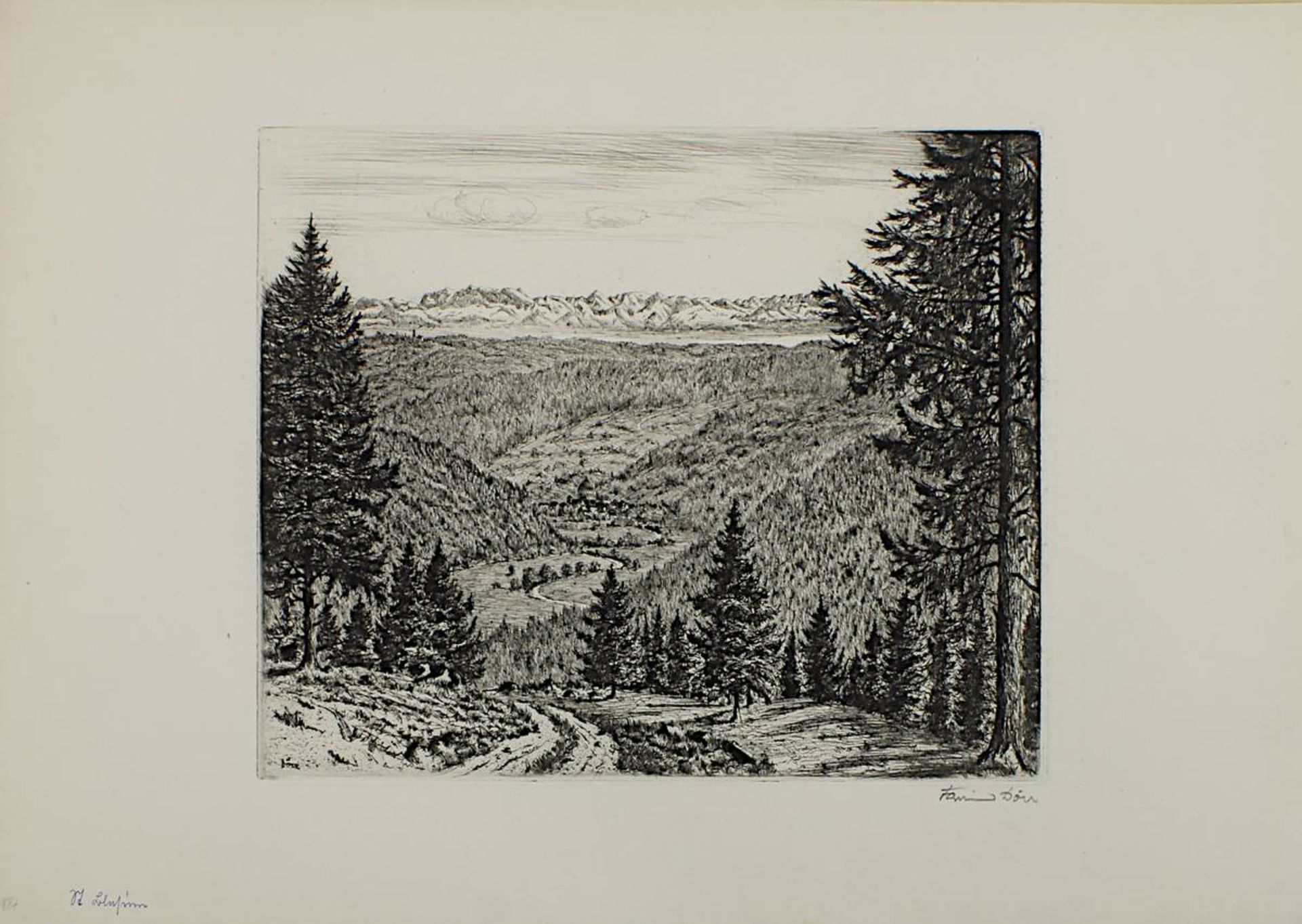 Dörr, Ferdinand (Bad Dürrheim 1880 - 1968 Karlsruhe), Fünf Radierungen u. eine Lithographie meist - Image 5 of 7