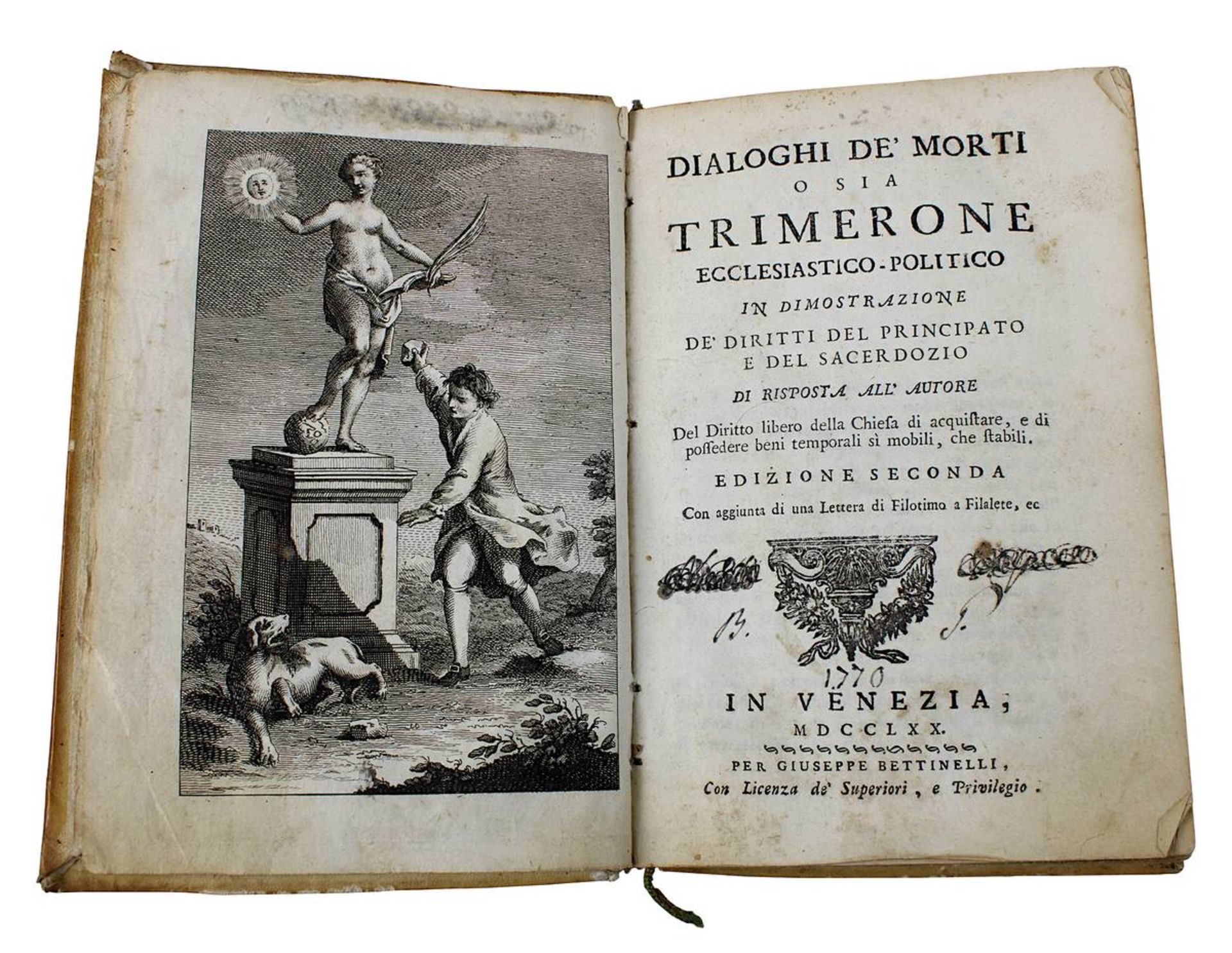 Salvatore, Spiriti "Dialoghi de morti o sia Trimerone ecclesiastico-politico ...", Venedig 1770, mit