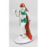 Art-Déco Porzellanfigur Tänzerin in Schleier und Fesseln, Küchler / Galluba & Hofmann, Ilmenau um