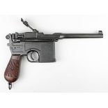 Mauser C 96 Nachbau nach dem Original 1:1, 2. H. 20. Jh., Metallguss, Griffschalen aus Kunststoff,