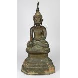 Große Figur des sitzenden Buddha, Thailand, Ayutthaya, 17. Jh., Bronze mit sehr schöner