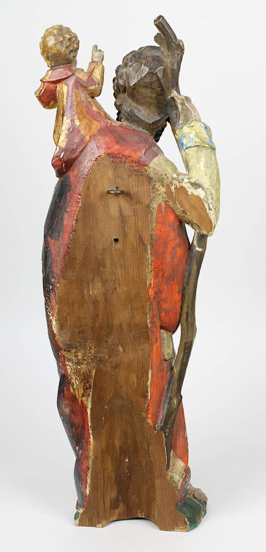 Heiliger Christopherus, deutsch 1920er/1930er Jahre, Holz geschnitzt u. farbig gefasst, als - Image 2 of 2
