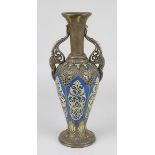 Vase, Villeroy & Boch um 1860, Steingut, braungrauer Scherben, balusterförmiger Korpus mit farbigem,