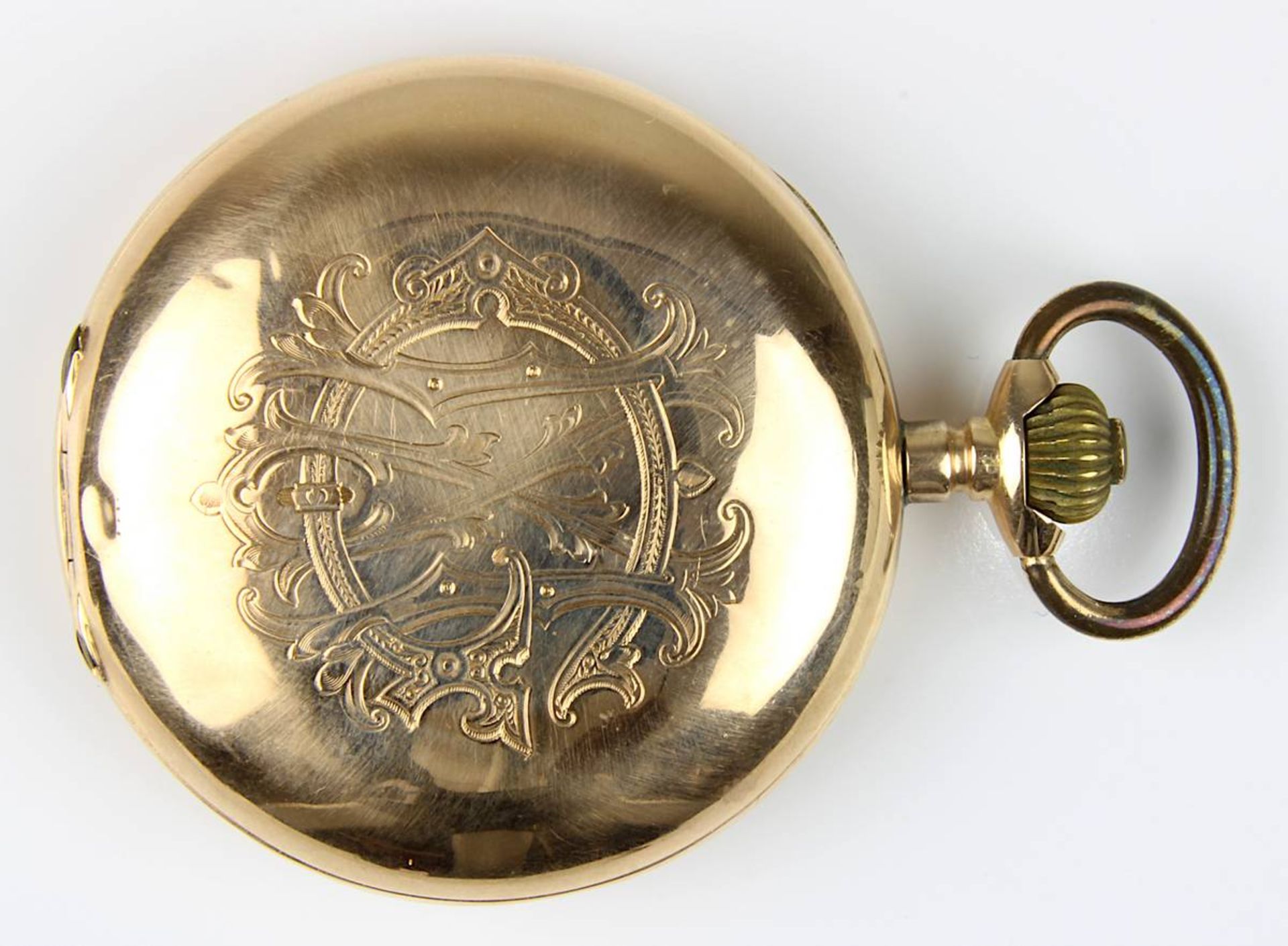 Goldene Savonette-Taschenuhr mit System-Glashütte-Uhrwerk, um 1910, gestempeltes 585er Dreideckel- - Image 3 of 5