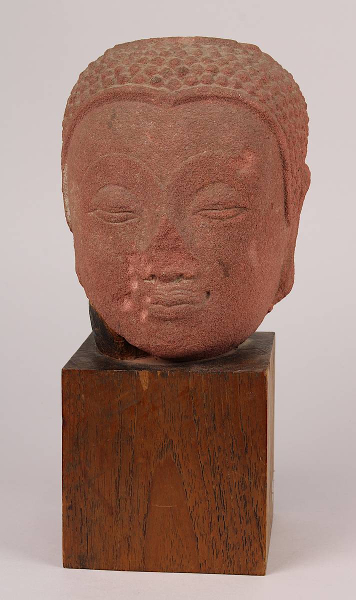 Kopf des Buddha, Thailand, Ayutthaya, 16./17. Jh., roter Sandstein, wohl aus größerem - Image 2 of 7