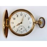 Große goldene Savonette-Taschenuhr mit System-Glashütte-Uhrwerk,um 1910, Goldgehäuse mit