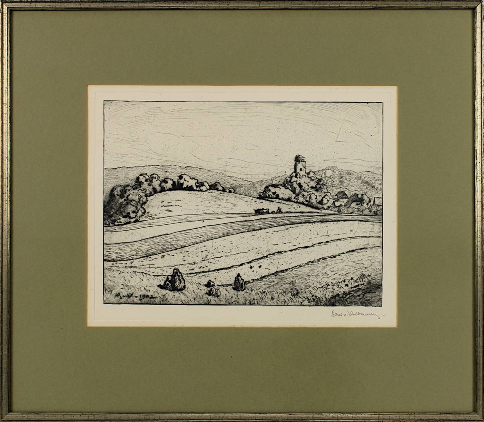 Von Volkmann, Hans (Halle/Saale 1860 - 1927 Halle/Saale), 2 Grafiken: Schäfer mit seiner Herde, Lith - Bild 2 aus 5