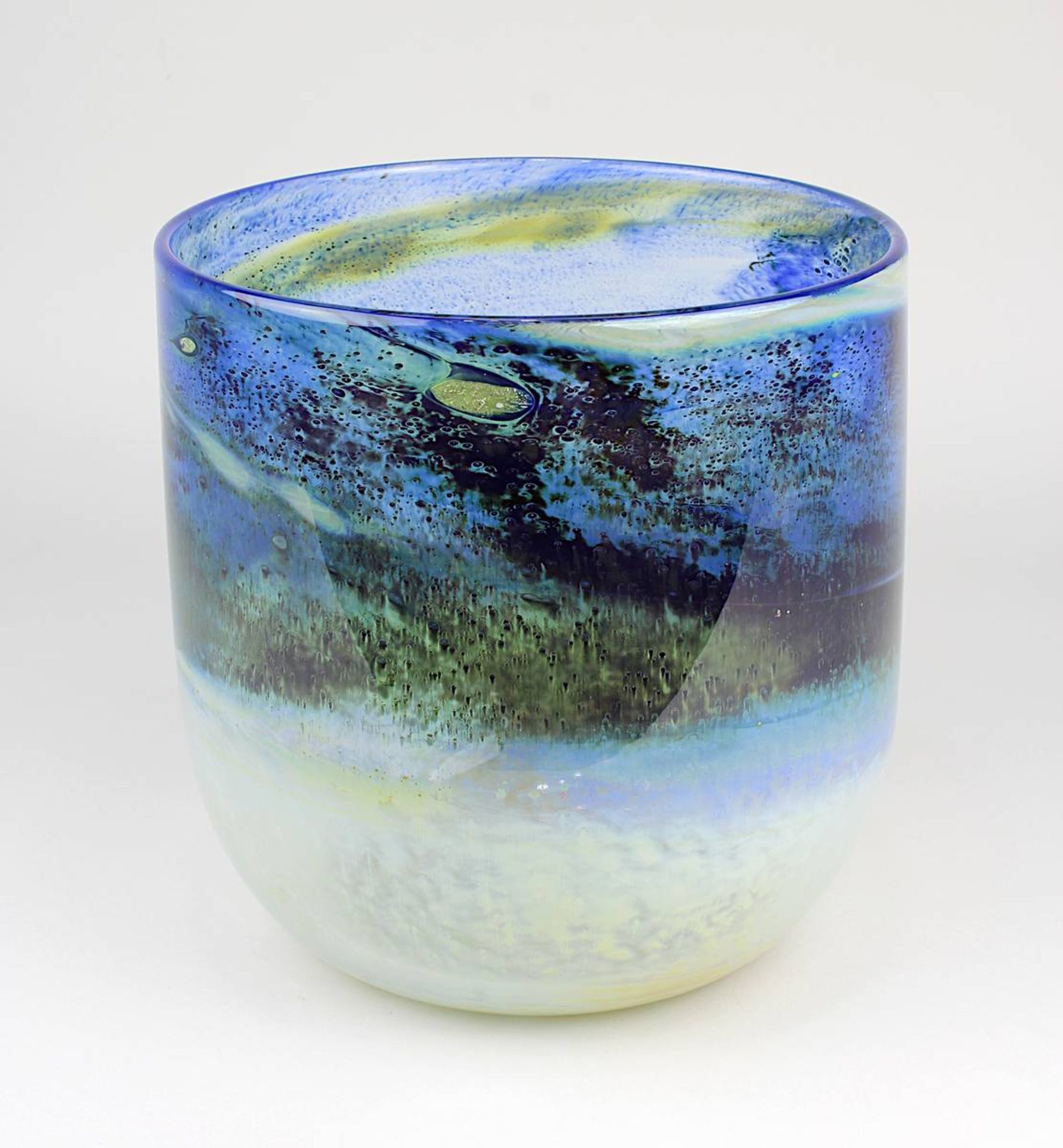 Michael Harris, Große becherförmige Vase oder Übertopf, Isle of Wight, England um 1980, Klarglas mit