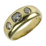 Gelbgold Herren-Ring mit Brillanten, deutsch um 1950, 585er Gelbgold-Ringschiene, gefasst mit 2