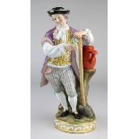 Meissen Porzellanfigur Gärtner, 1. Wahl, um 1880, Porzellan, weißer Scherben, auf Glasur polychrom