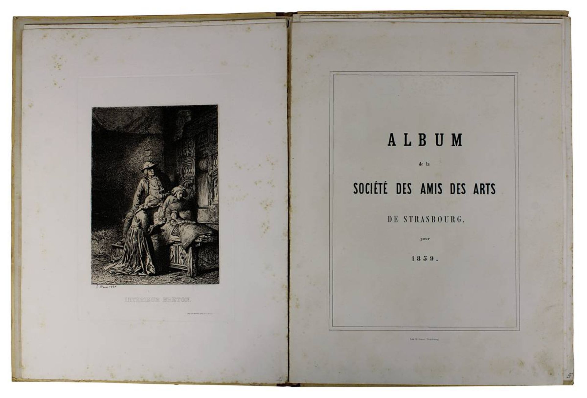 "L´Album De La Société Des Amis Des Arts De Strasbourg", Straßburg 1859, mit 6 der 7 Tafeln, diese