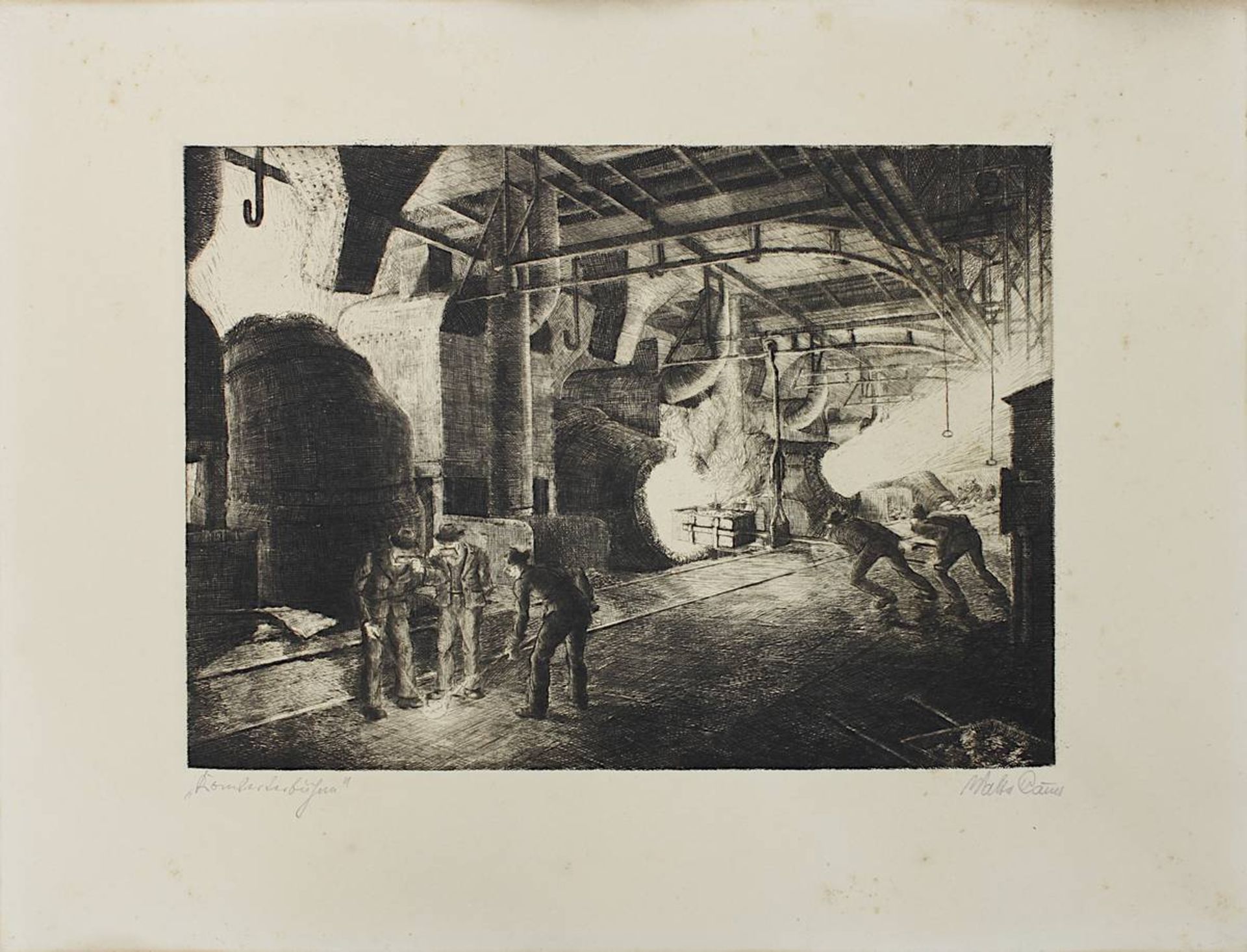 Cauer, Walter (Darmstadt 1905-1995 Darmstadt), drei Ansichten aus einem Stahlwerk, Radierungen, je - Image 3 of 4