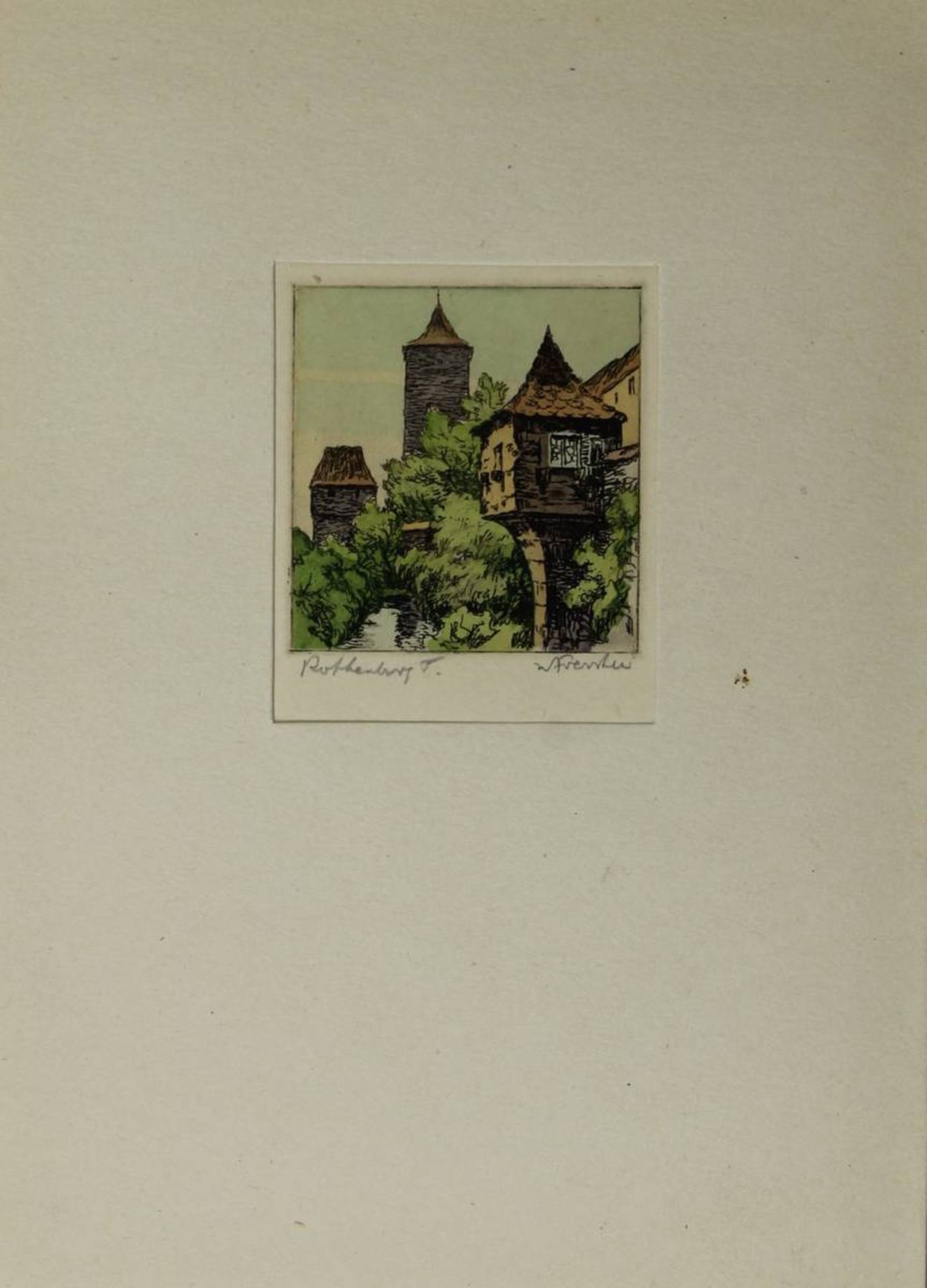 Foerster, Willi (1892 - 1965), 9 Farbradierungen: 6 Ansichten von Rothenburg ob der Tauber u. 3 - Image 4 of 10