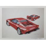 Wagner, Heinz Jürgen (geb. Marburg 1954) "Ferrari GTO", Offsetdruck 1987, re. unt. sign. u. dat.