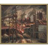 Krawtschenko, Anatolij (geb. 1929), "Industrielandschaft" - Hüttenansicht, Öl auf Leinwand, links