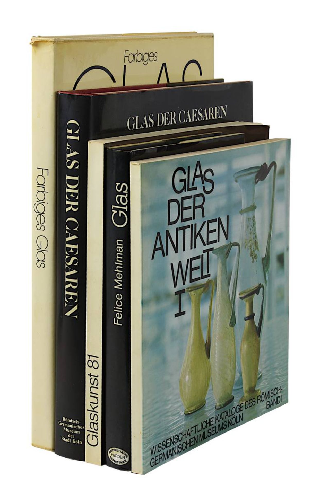 Fünf Bücher zur Glaskunst 2. H. 20. Jh.: Harden, Donald "Glas der Caesaren", Mailand/Köln 1988;