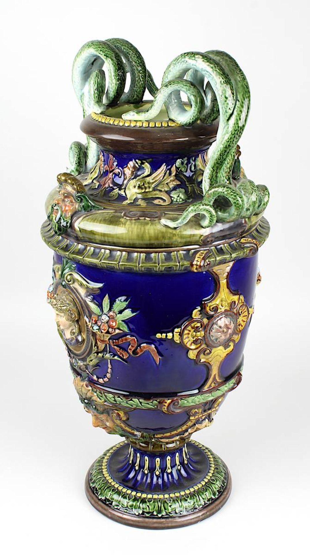 Johann Glatz (wohl) Keramik Prunk-Vase nach italienischem Vorbild der Renaissance, Villingen um - Image 4 of 6