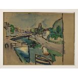 Berberich, Fritz (Schnappach 1909 - 1990 ebenda), Kanal in einer Stadt in der Bretagne, Aquarell