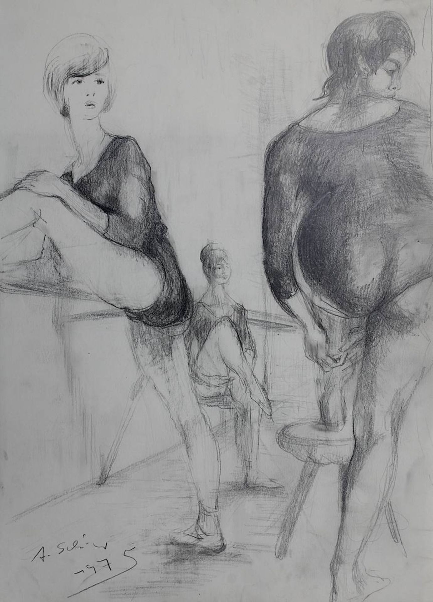 Schröder, Hans (Saarbrücken 1930 - 2010 Saarbrücken), zwei Zeichnungen: Balletttänzerinnen, - Image 3 of 3