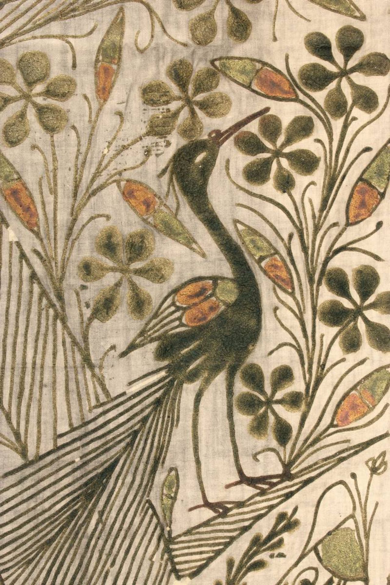 Wandbehang aus Seide, wohl Frankreich A.20.Jh., altweiße Seide mit Malerei aus verdickter, wohl - Bild 7 aus 13