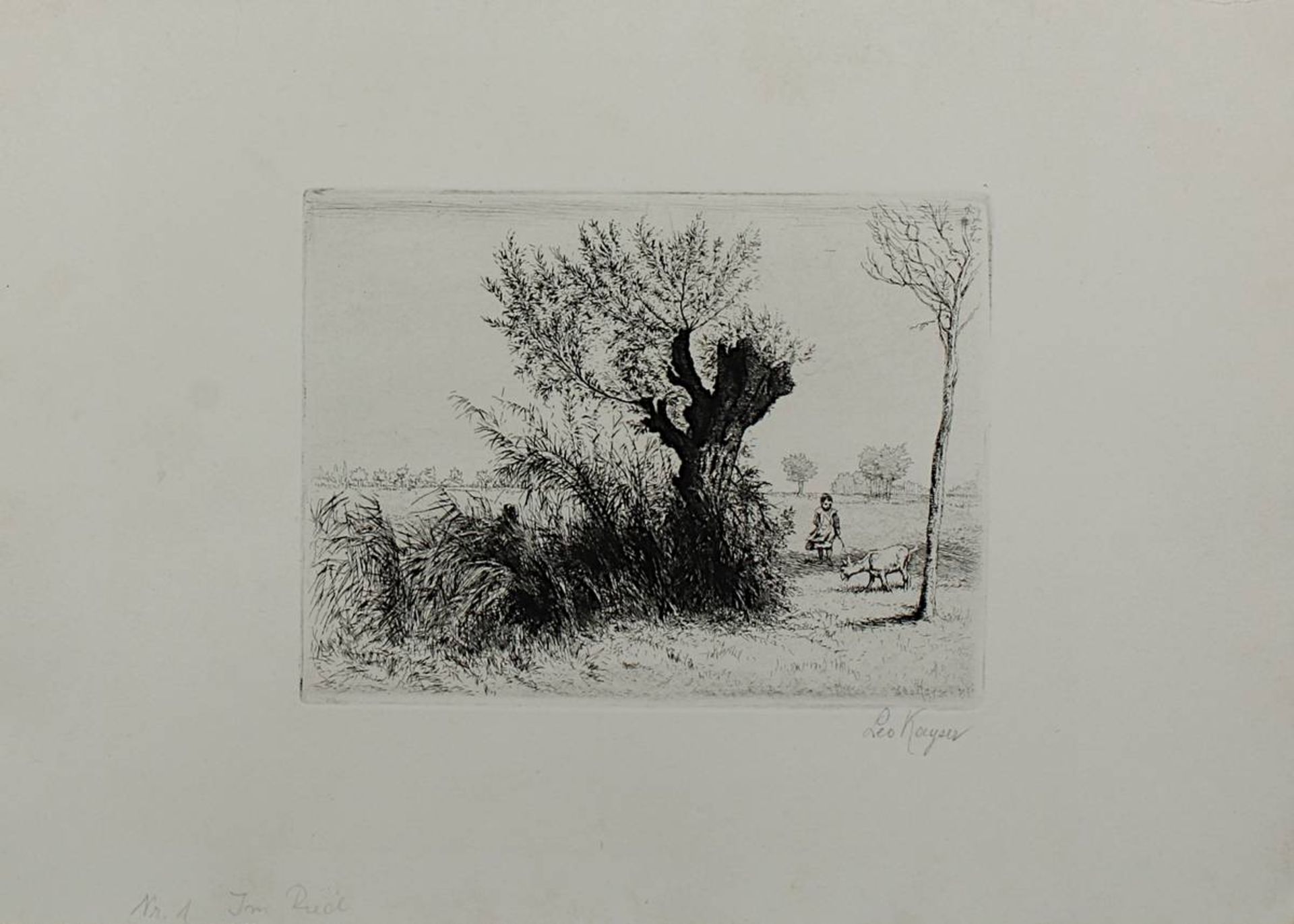 Kayser, Leopold (Darmstadt 1868 - 1933 Darmstadt), vier Radierungen: "Am Zwingenberg" (2 Stück) - Bild 2 aus 5
