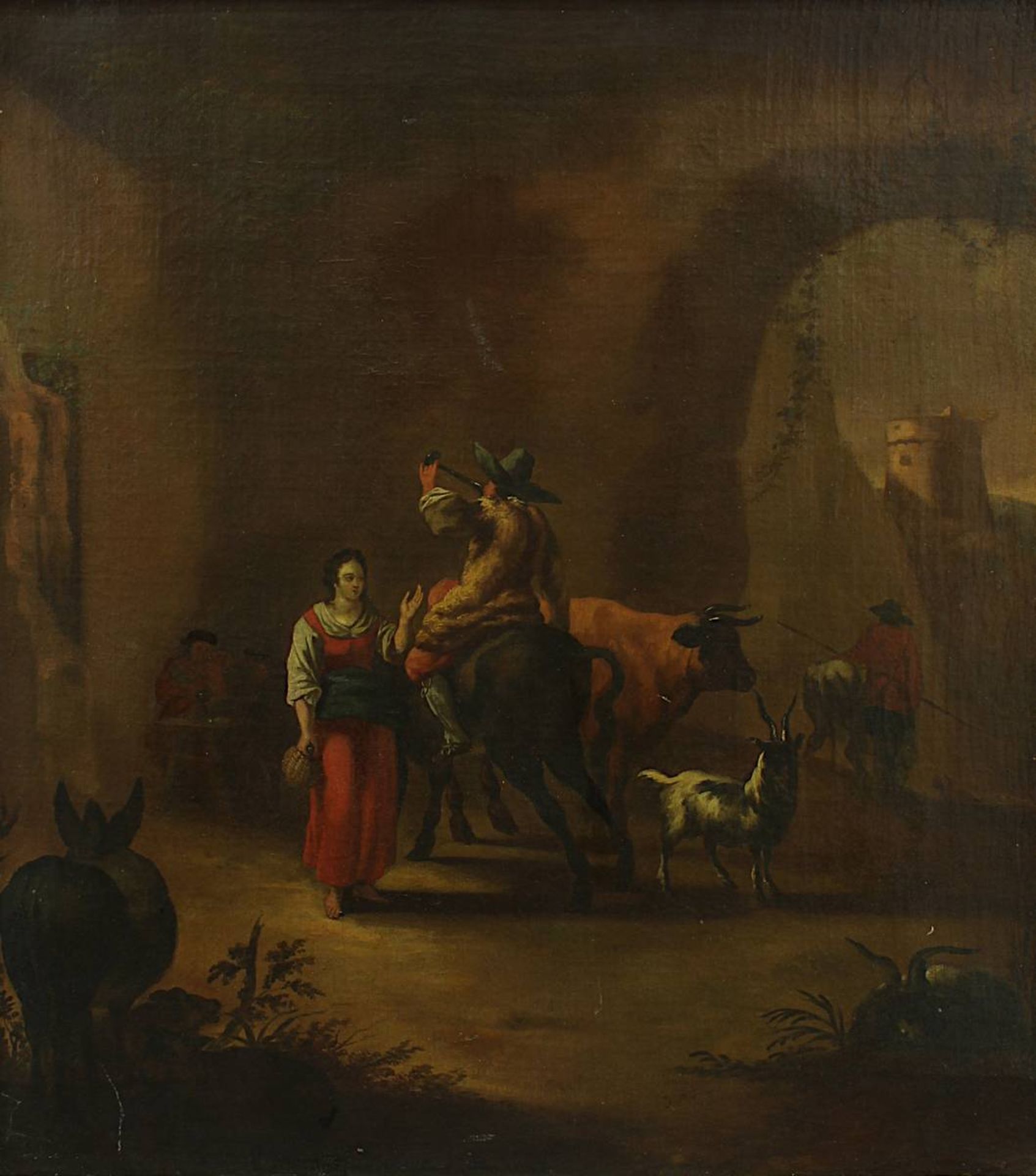Berchem, Nicolaes Pietersz (Haarlem 1620 - 1863 Amsterdam), Bauern mit Ziegen und Rindern bei der - Image 2 of 7