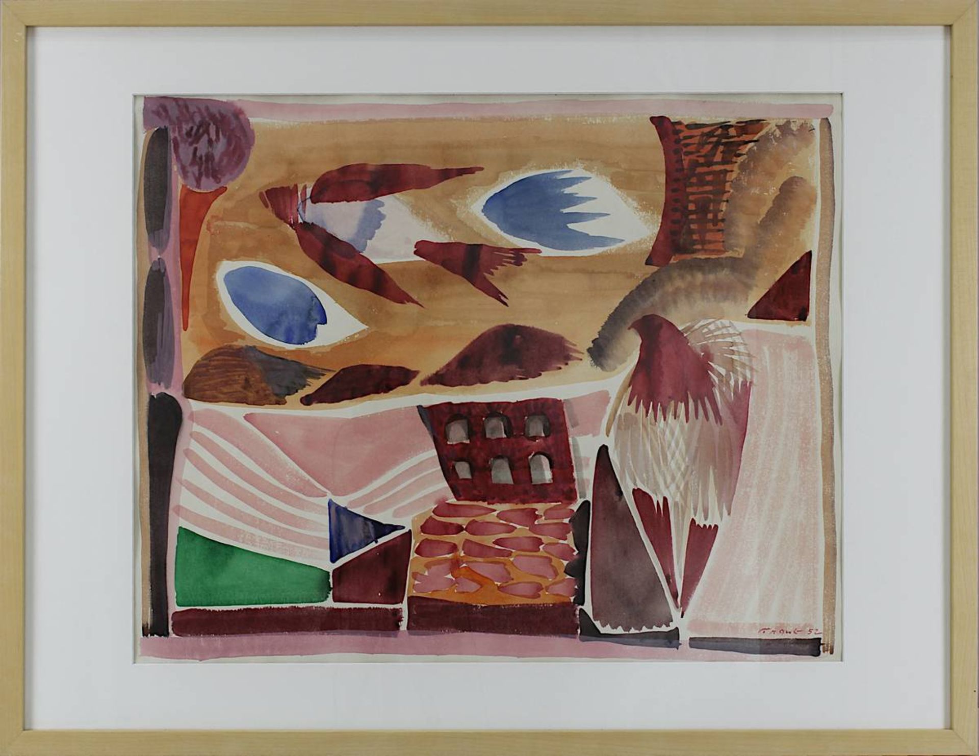 Frank, Edvard (Korschenbroich 1909 - 1972 Saarlouis), "Abendflug", Aquarell 1952, rechts unten