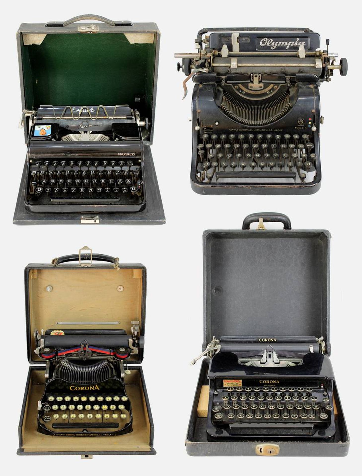 Vier Schreibmaschinen, 1. H. 20. Jh.: Olympia, Modell 8, Olympia Büromaschinenwerke A.G. Erfurt,