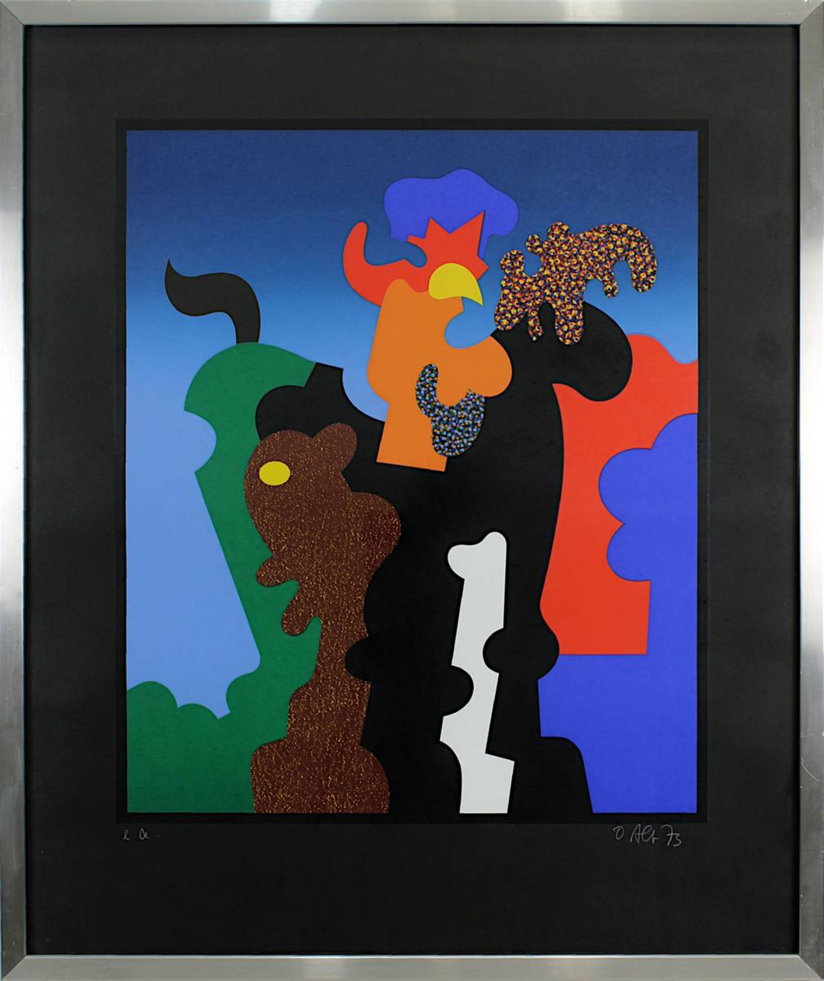 Alt, Otmar (geb. 1940 Wernigerode), abstrahierende Figurenkomposition, Farbserigraphie, am unt. Rand