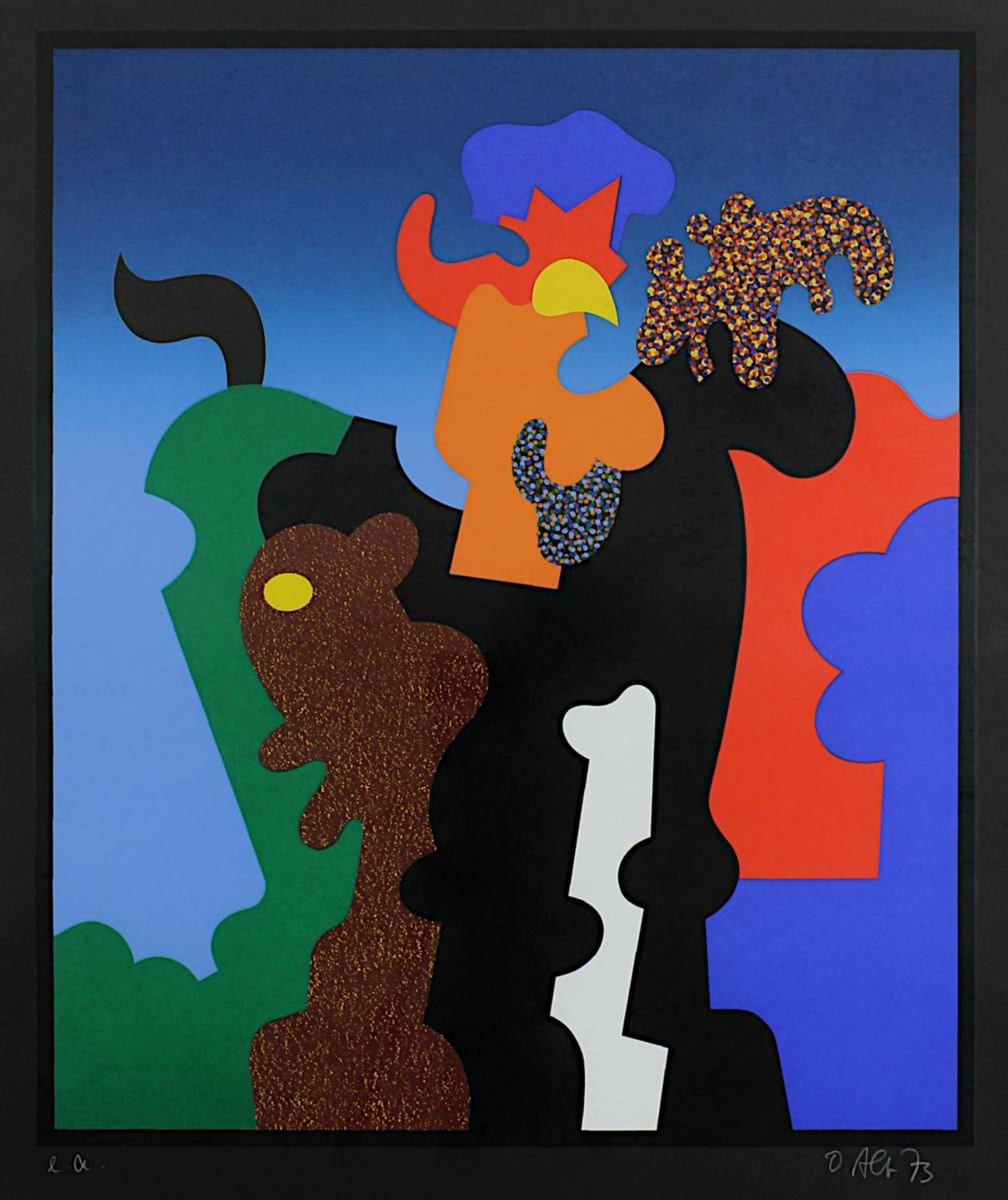 Alt, Otmar (geb. 1940 Wernigerode), abstrahierende Figurenkomposition, Farbserigraphie, am unt. Rand - Image 2 of 2
