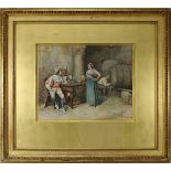 Tarenghi, Enrico (Rom 1848 - 1938 ebenda) (Henry), Weinprobe im Wirtshaus, Aquarell, rechts unten