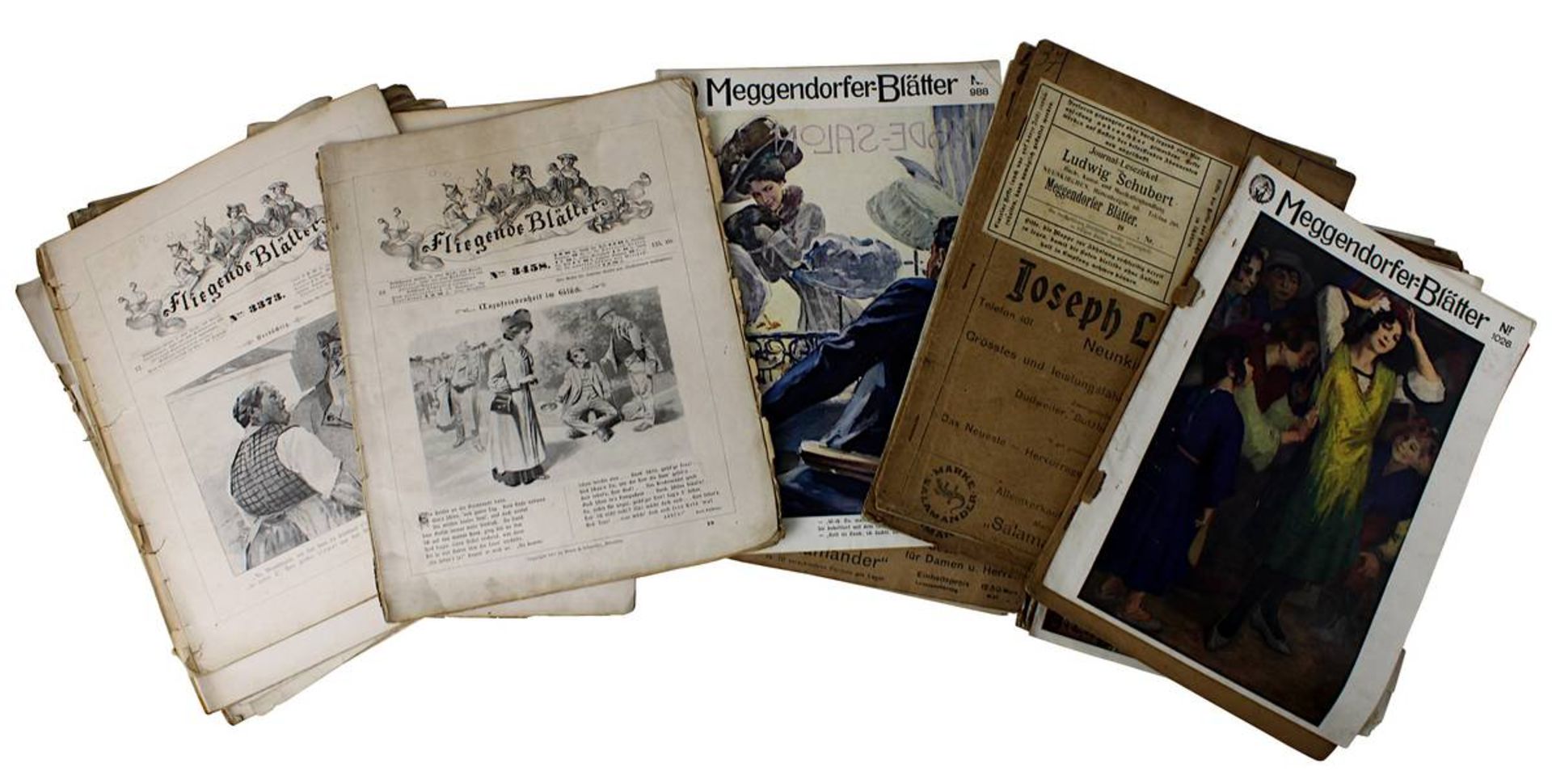 Konvolut Zeitschriften, deutsch 1910: ca. 24 Hefte "Fliegende Blätter" u. 35 Hefte "Meggendorfer-