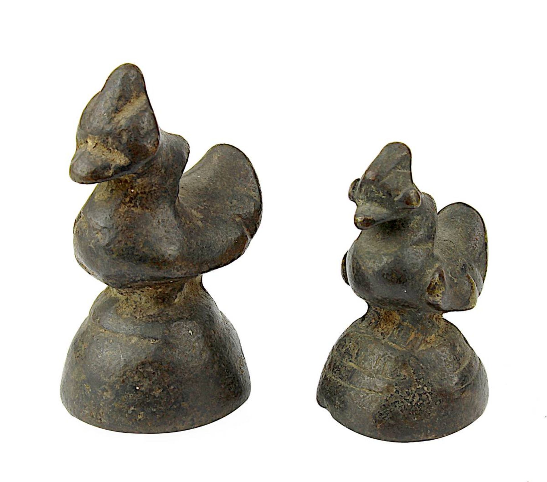 2 Opiumgewichte in Vogelform, Südostasien 19. Jh., Bronzeguss mit schöner Alterspatina, H 5,5 und