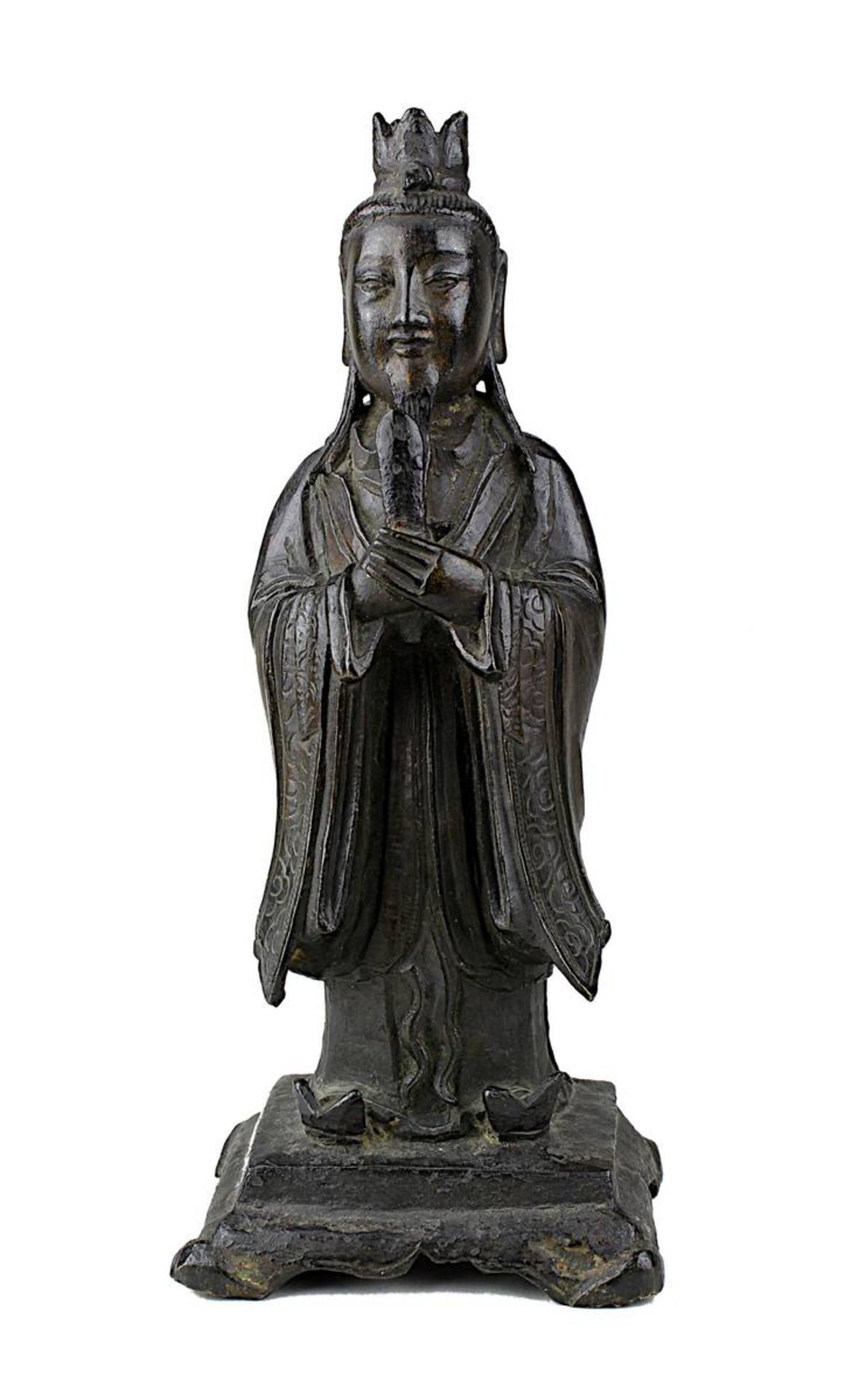 Wenchang Wang (Gott der Kultur und des Schrifttums), China, Ming-Dynastie, dunkel patinierte Bronze,