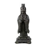 Wenchang Wang (Gott der Kultur und des Schrifttums), China, Ming-Dynastie, dunkel patinierte Bronze,