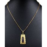 Gelbgold-Anhänger mit Amethyst und Venezianer-Goldkette, deutsch um 1950, handgearbeiteter