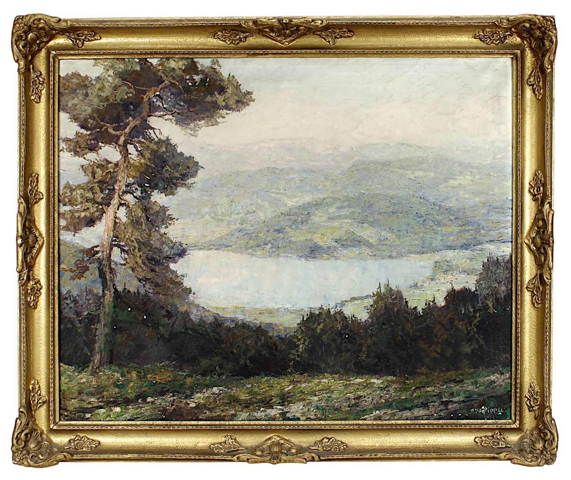 Pippel, Otto (Lódz 1878 - 1960 Planegg) "Blick auf den Titisee im Schwarzwald", Öl auf Leinwand, re.