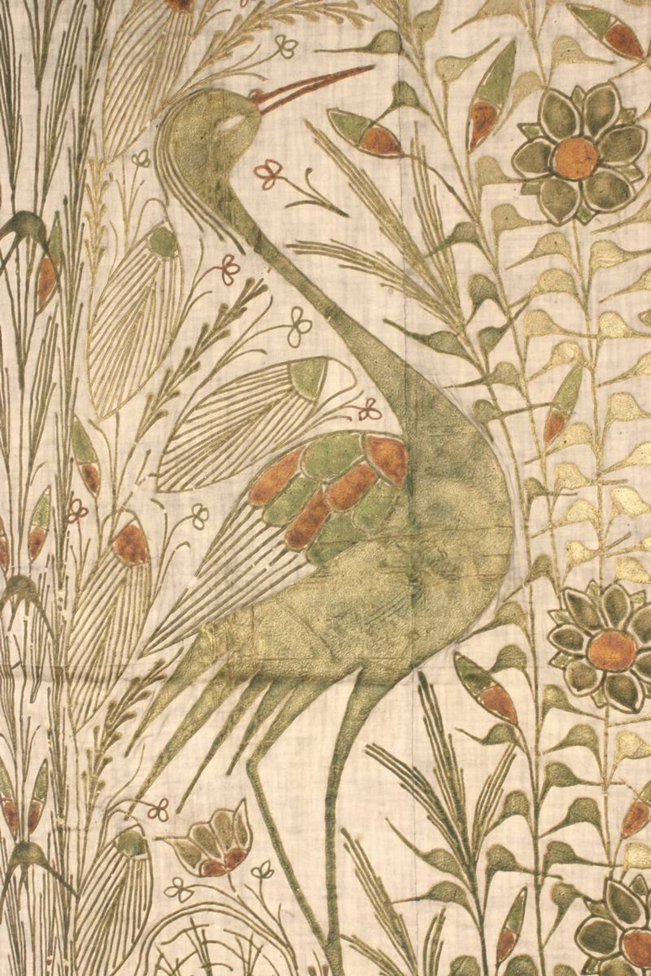 Wandbehang aus Seide, wohl Frankreich A.20.Jh., altweiße Seide mit Malerei aus verdickter, wohl - Bild 3 aus 13