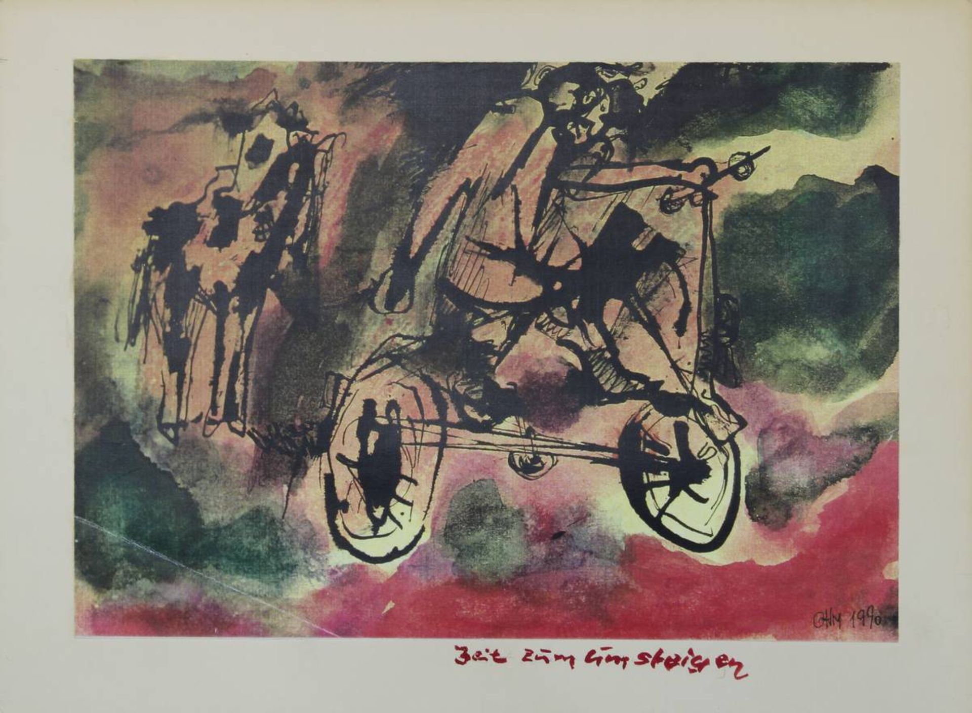 Chicaud, Pierre (geb. Colmar 1942), 2 Farbkompositionen, Mischtechnik auf Papier, das eine Blatt - Image 5 of 6