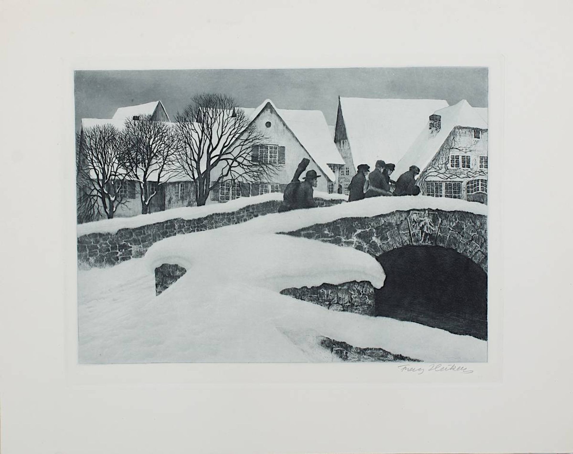 Heiken, Franz (geb. 1900  - ?), acht Radierungen meist mit Landschaftsmotiven, teils mit Architektur - Image 5 of 7
