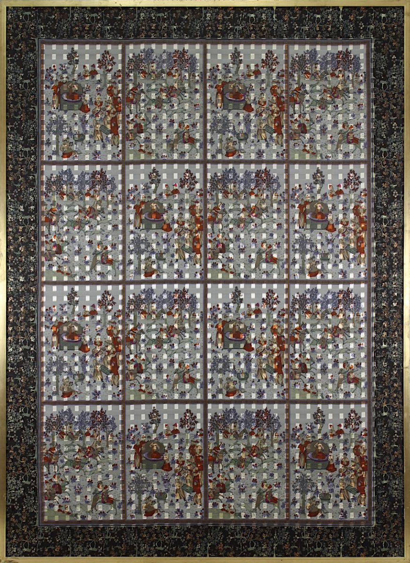 Colcombet, Hilaire, französischer Textilkünstler 2. H. 20. Jh., dekoratives Seidenbild "Kirgiz", mit