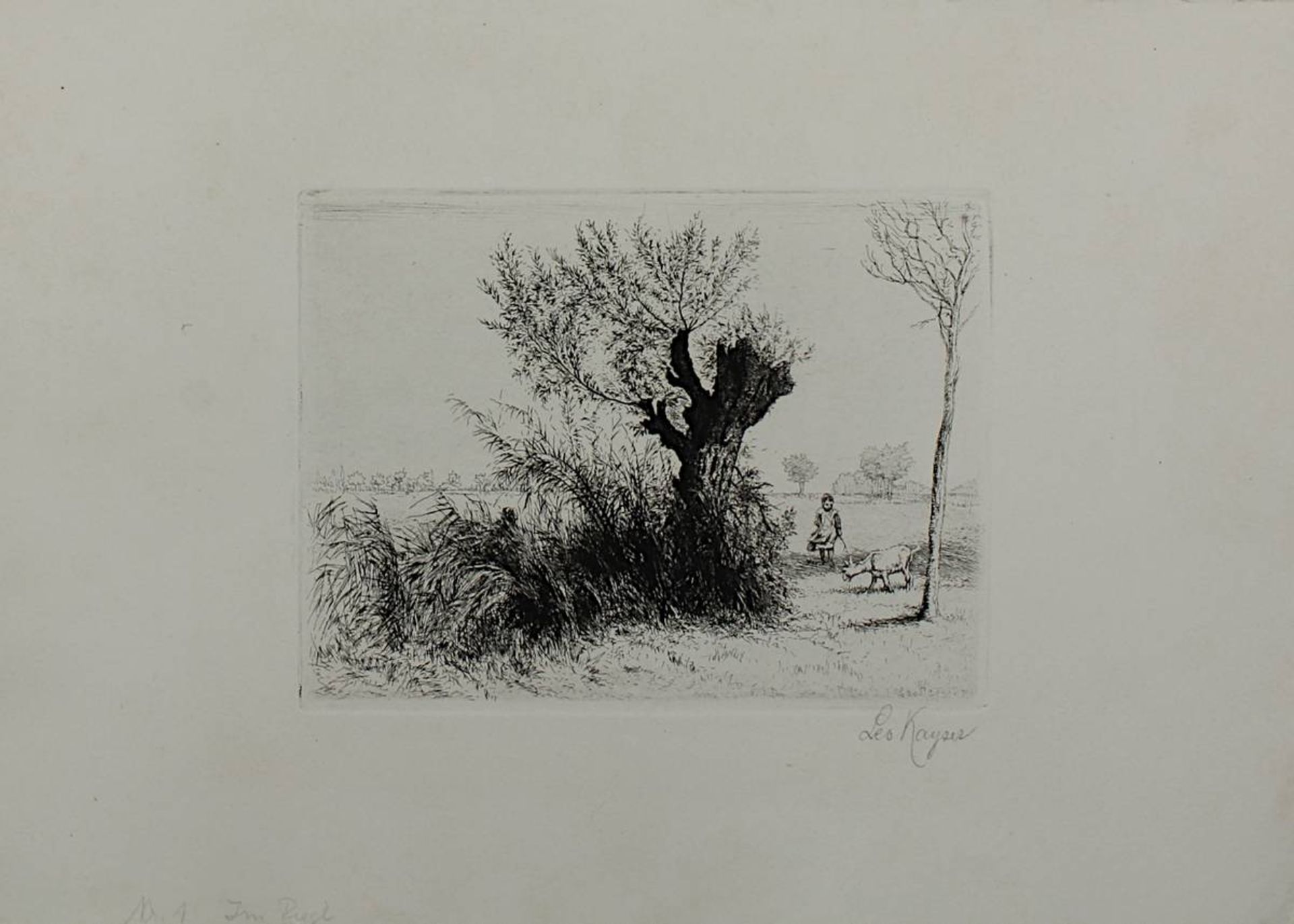 Kayser, Leopold (Darmstadt 1868 - 1933 Darmstadt), vier Radierungen: "Am Zwingenberg" (2 Stück) - Bild 3 aus 5