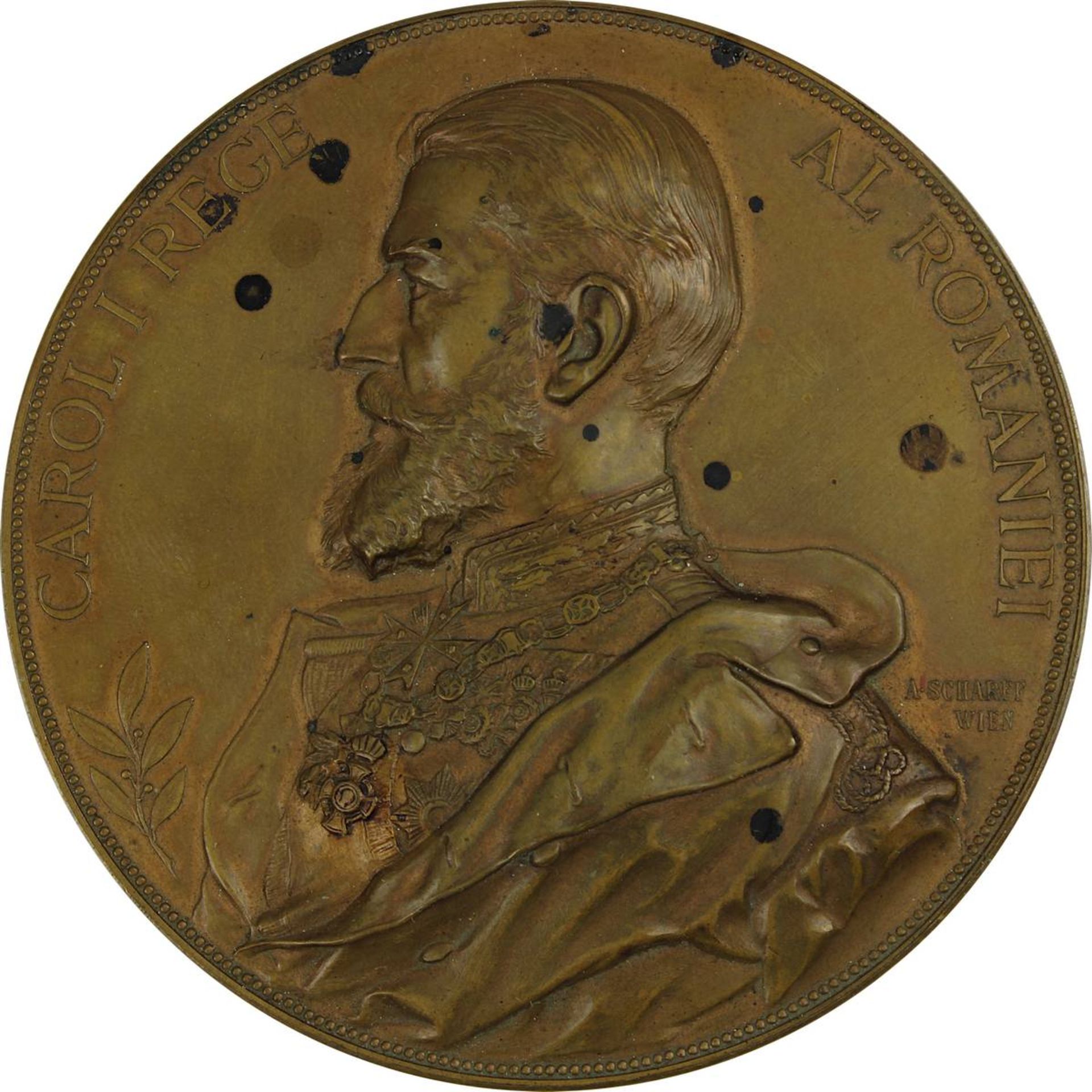 Bronzemedaille König Carol I. von Rumänien 1895, zur Eröffnung der König Karl-Eisenbahnbrücke über - Image 2 of 3